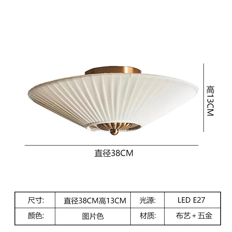 Afralia™ Pleated Fabric Luxury LED Ceiling Lamp for Bedroom and Living Room