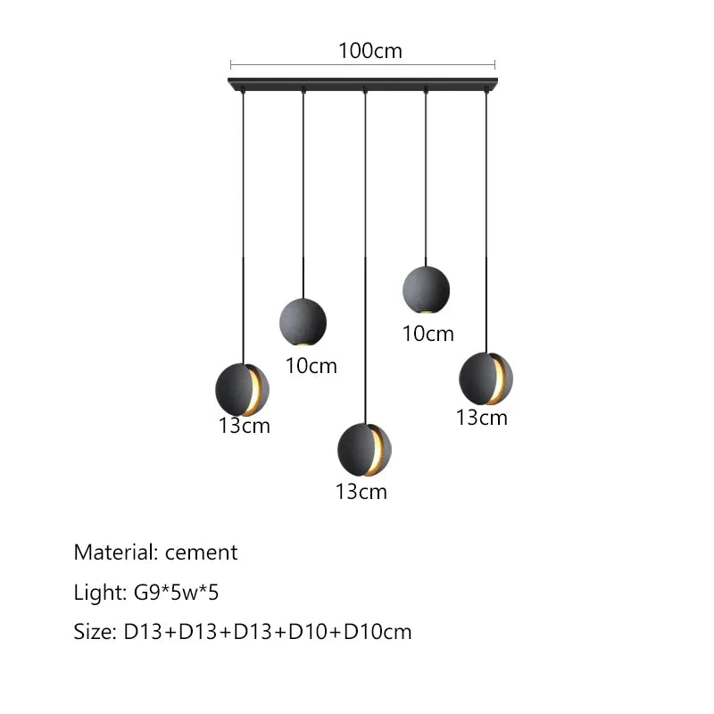 Afralia™ Cement Planet Chandelier Hanging Lamp for Dining Room & Bedroom