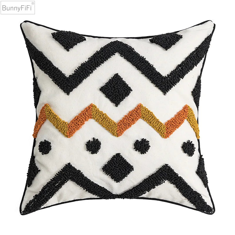 Afralia™ Tufted Zigzag Diamond Pillow Cover for Living Room Sofa Couch