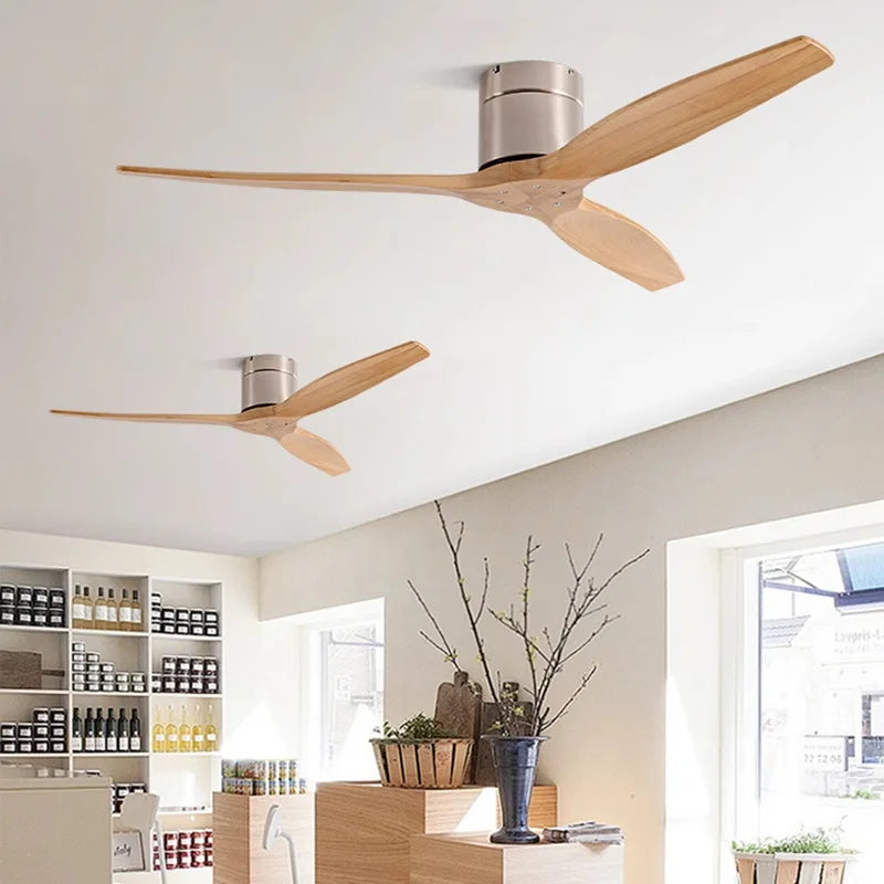 Afralia™ 52 Inch Brushed Luxury Ceiling Fan with DC Motor, 3 Wood Blades, Remote Control