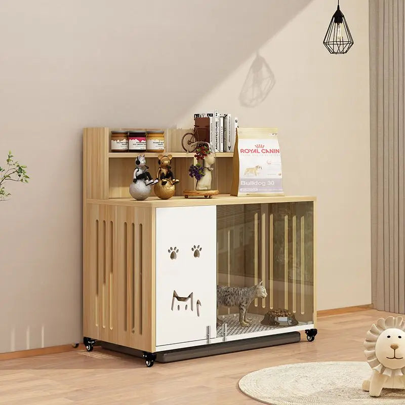 Afralia™ Modern Wood Cat Cage House Small Animal Shelter Multi-layer Cabinet