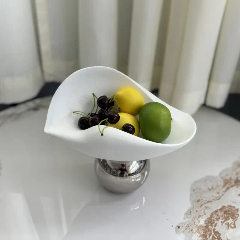 Afralia™ Geometric Silver Sphere Fruit Plate Tray Irregular Disc Home Decoration