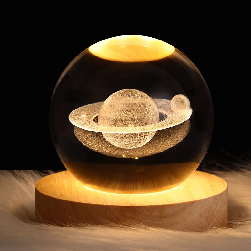 Afralia™ Astronaut Crystal Ball Night Light: USB Powered Warm Bedside Lamp, Perfect Christmas Gift