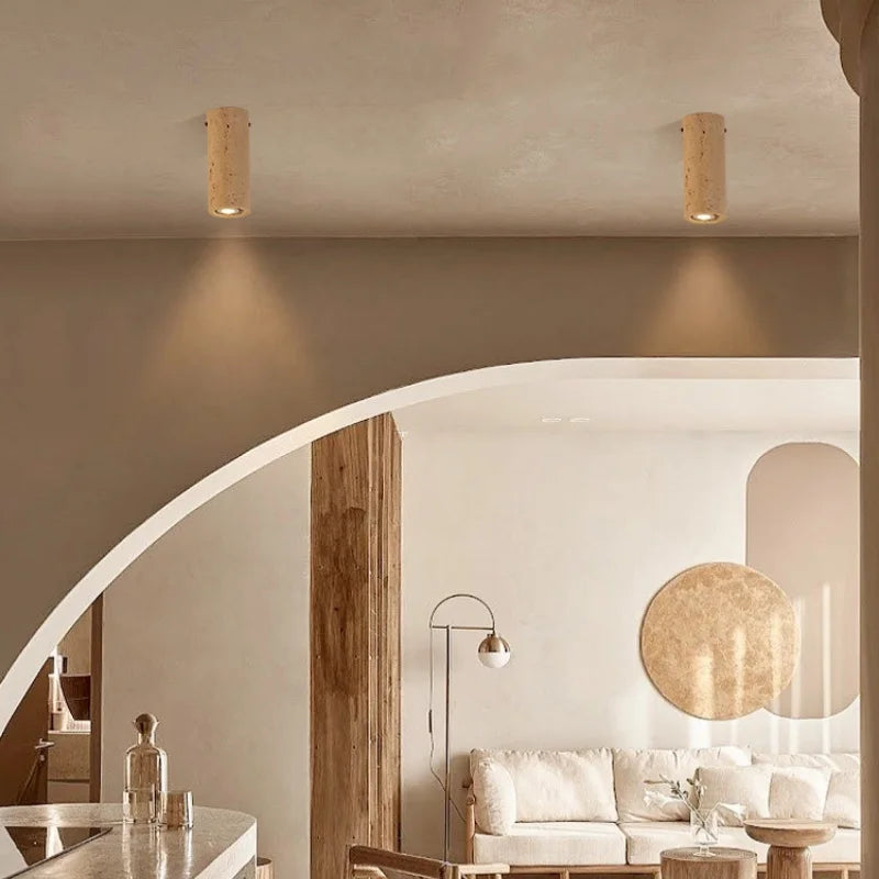 Afralia™ Vintage LED Ceiling Light Fixture Creative Yellow Stone Cave Balcony Lamp