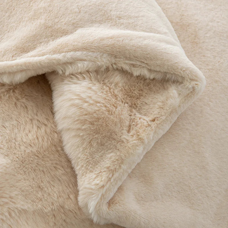 Afralia™ Faux Rabbit Fur Warm Throw Blanket - Soft Plush Fluffy Blanket