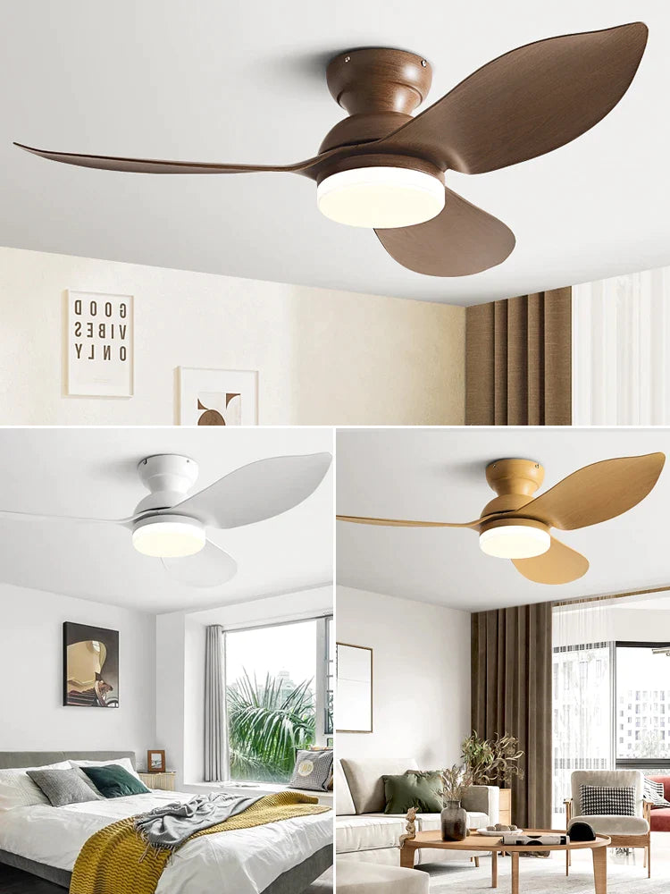 Afralia™ 48" Black Low Floor Ceiling Fan with Modern Design and LED Light