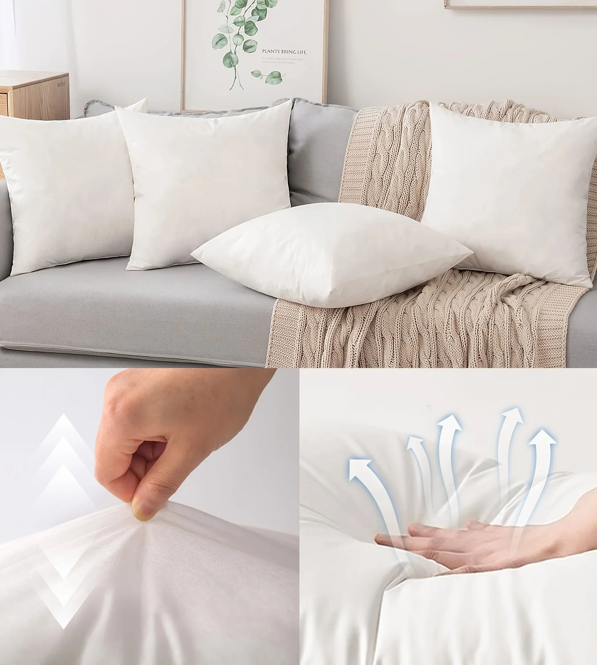 Afralia™ Goose Feather Insert Pillow - White, Bed & Couch Decorative Pillows
