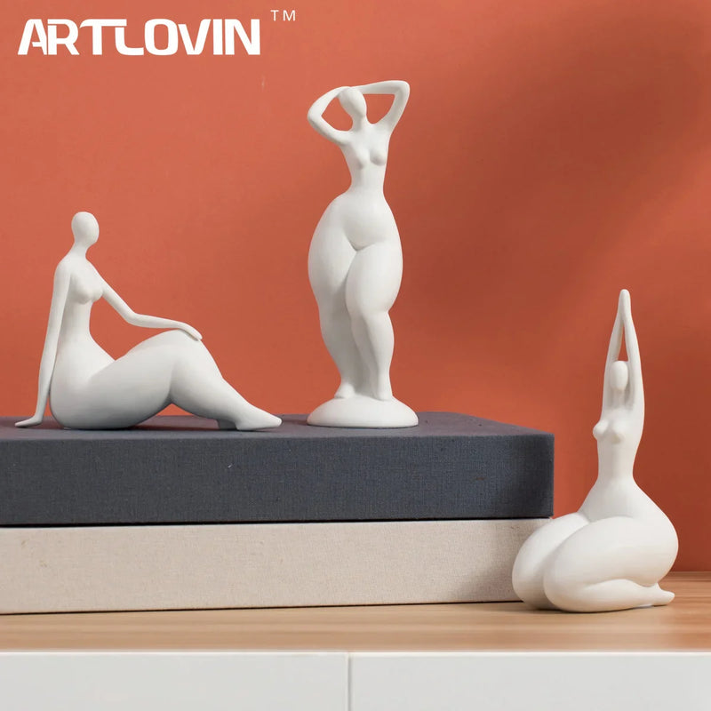 Ceramic Nude Woman Figurine - Afralia™ Home Decor Ornament