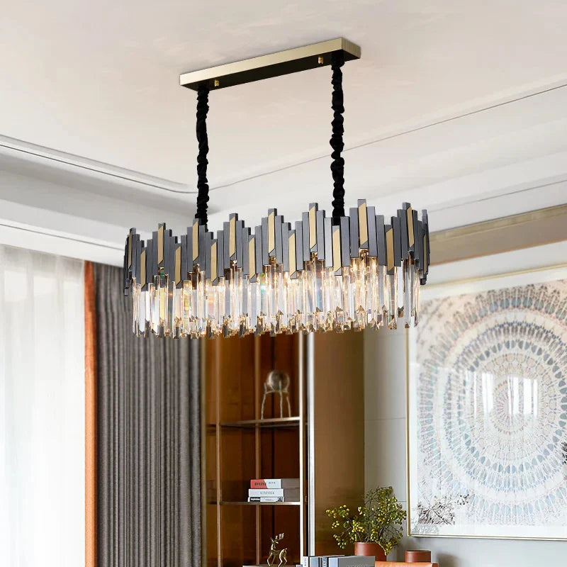 Afralia™ Crystal LED Chandelier with Remote Control for Home Living Room Kitchen Lighting