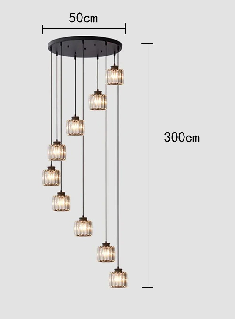 Afralia™ Crystal Staircase Pendant Lamp: Modern Luxury Interior Decoration Lighting for Home & Hotel.