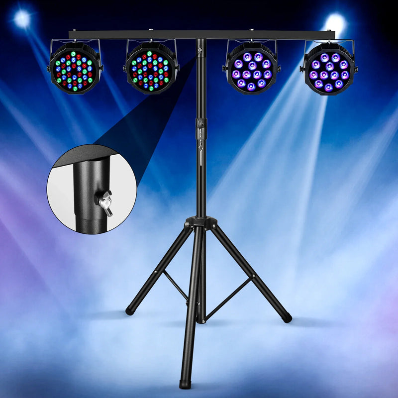 Afralia™ Adjustable Tripod Stand with Top T Bar for Pro Audio DJ Lighting Fixtures