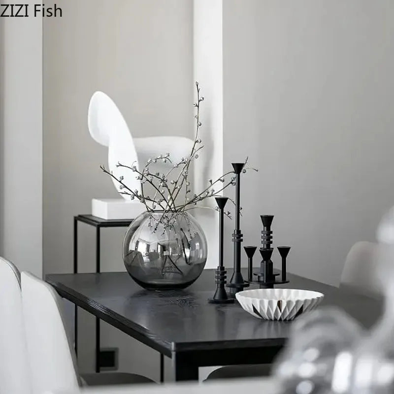 Afralia™ Frosted Metal Candle Holder for Romantic Dining Table Decor