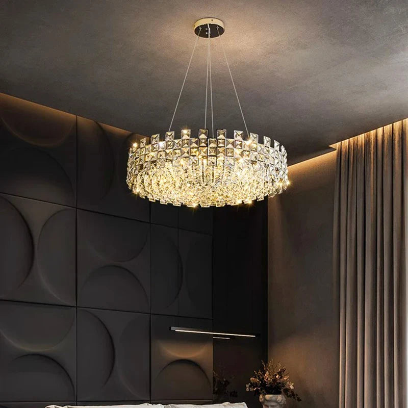 Afralia™ Luxury Crystal Chandelier Pendant Light for Living Room Dining Room Ceiling Light