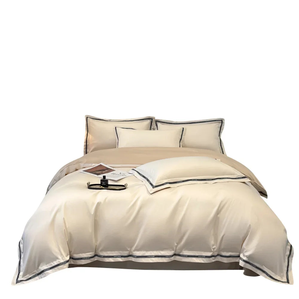 Afralia™ Egyptian Cotton Bedding Set Queen King Size Solid Color