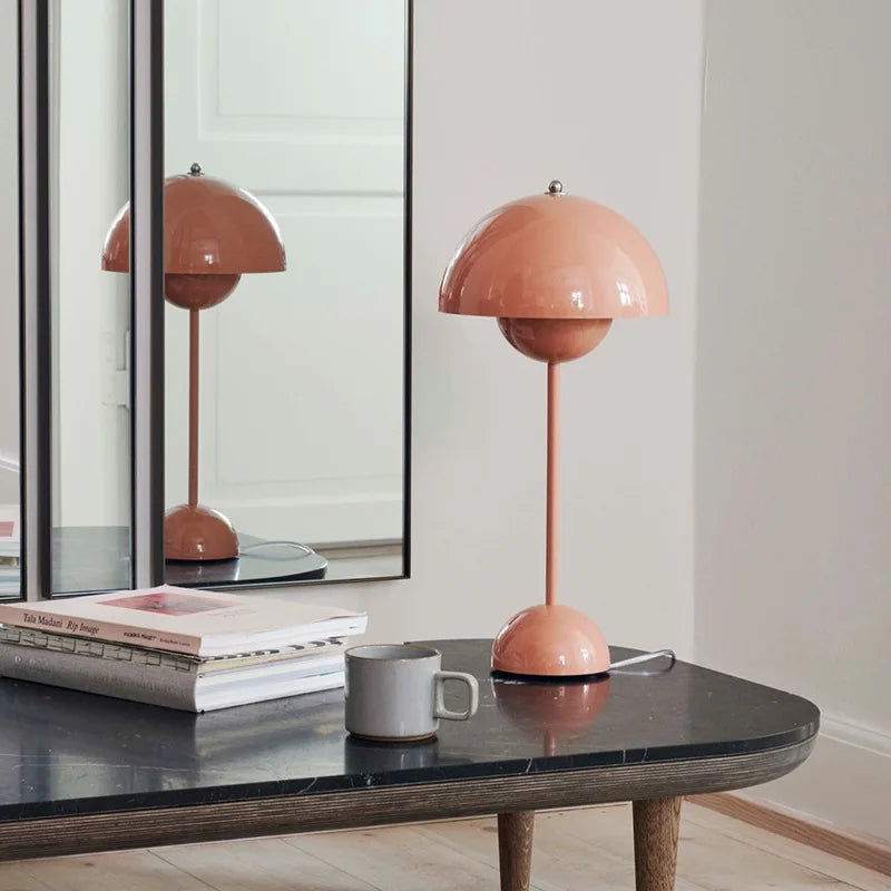 Afralia™ Iron Mushroom Shape Macaron Table Lamp - Modern Minimalist LED Home Decoration