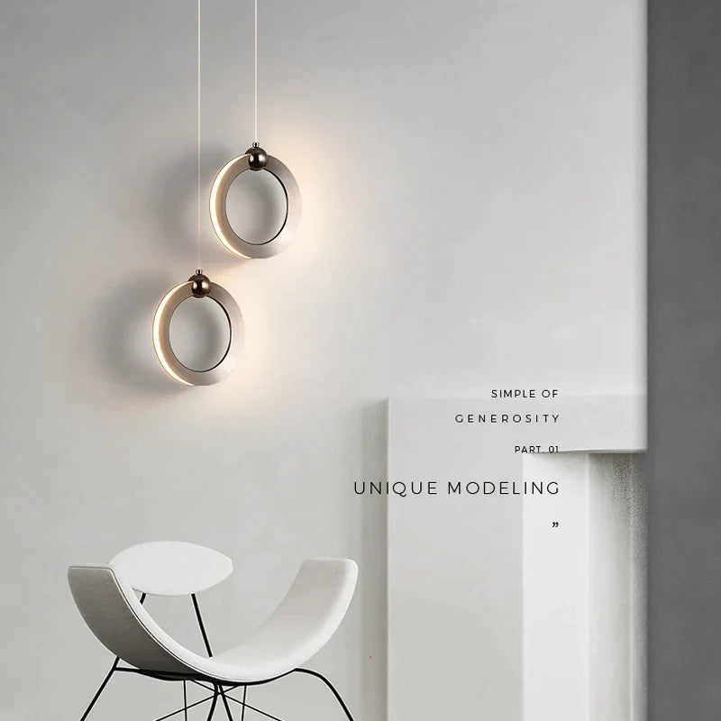 Afralia™ Circle Bar Pendant Light: Modern Minimalist Bedside Chandelier for TV Background Wall