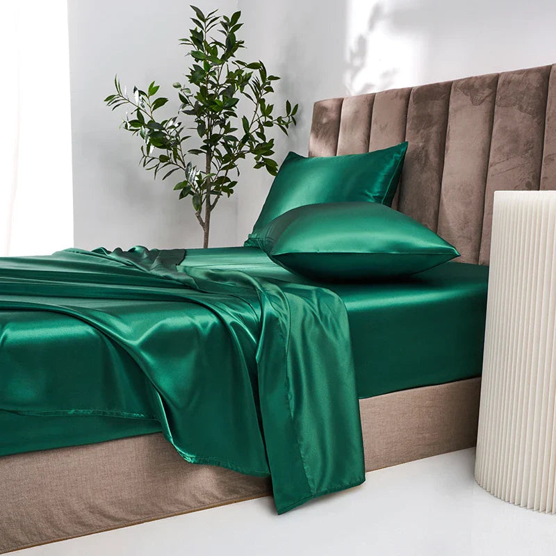 Afralia™ Luxury Satin Sheet Set: High End Rayon, 4 Pieces, King Queen Twin Full
