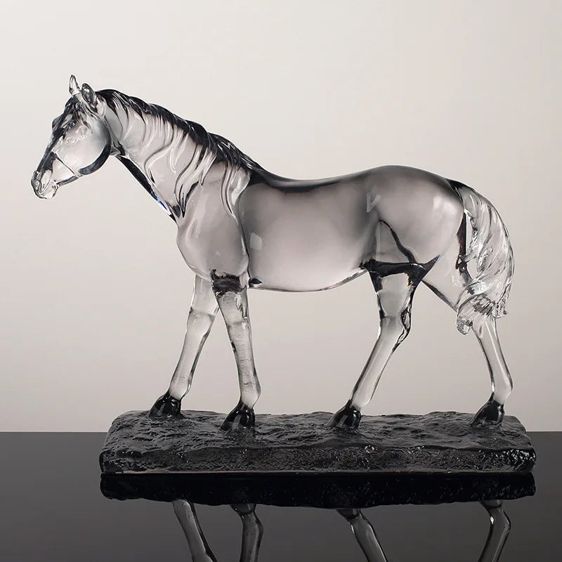 Afralia™ Clear Horse Resin Sculpture Decorative Figurine Home Decoration
