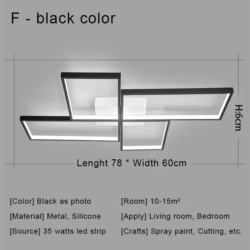 Afralia™ Black LED Chandelier Ceiling Light Remote Control Fixture for Living Room, Bedroom & Kitchen