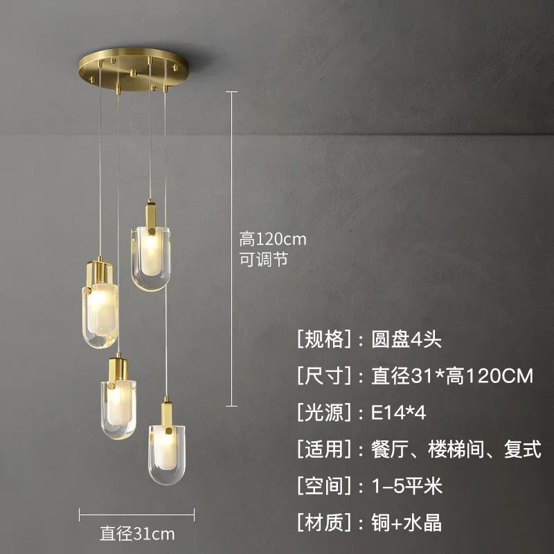 Afralia™ Crystal Loft Chandelier for Staircase, Living Room, and Apartment Luxe Lighting