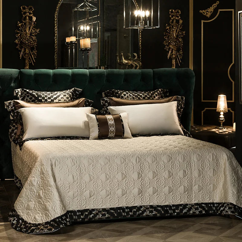 Afralia™ 200S Embroidery Egyptian Cotton Bedding Set - Queen King Linens