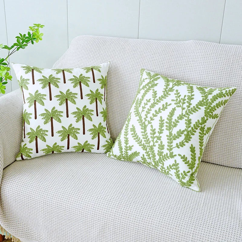 Afralia™ Sunflower Embroidered Cotton Cushion Cover 45x45cm for Living Room and Bedroom