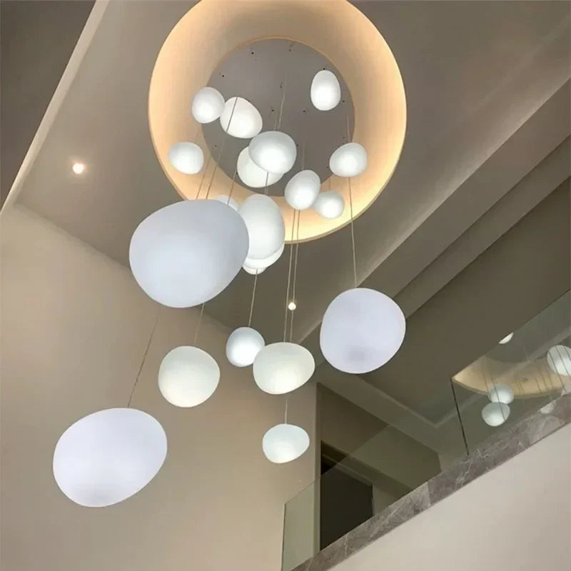 Afralia™ Nordic Villa White Glass Pendant Lights Led Chandelier - Modern Simple Suspend Lamp