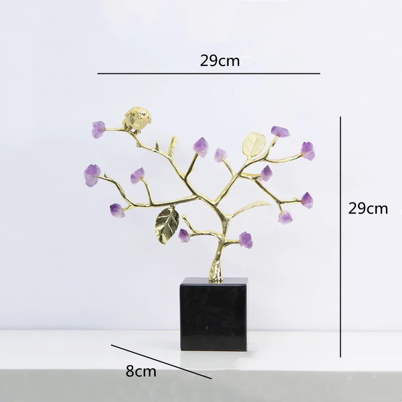 Amethyst Crystal Tree: Elegant Home Decor by Afralia™ - Sculpted Flower Figurine & Metal Accents