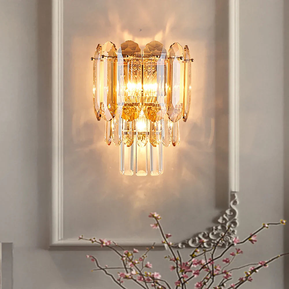 Afralia™ Crystal LED Wall Lamp: Minimalist Luxury Lighting for Living Room TV Background