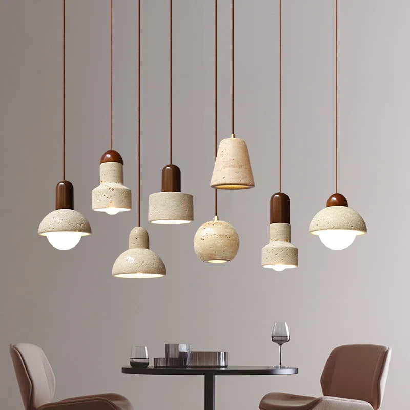 Afralia™ Wabi Sabi Stone Pendant Light: Retro LED Kitchen Dining Room Bedside Lighting