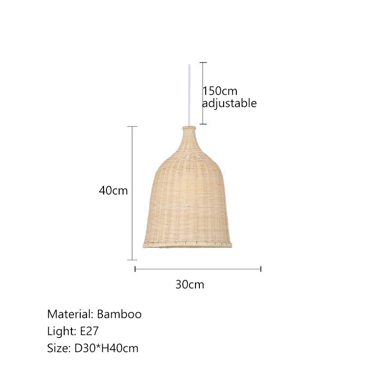 Afralia™ Bamboo Weaving LED Pendant Lights for Home Decor and Dining Room