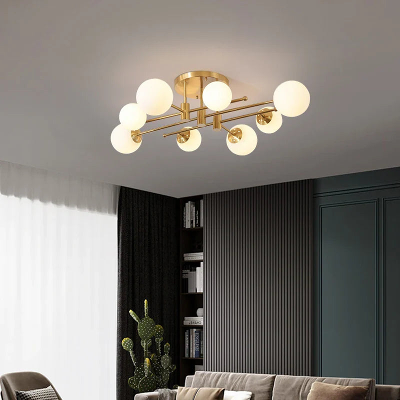 Afralia™ Nordic LED Glass Pendant Chandelier Ceiling Light for Home Decor