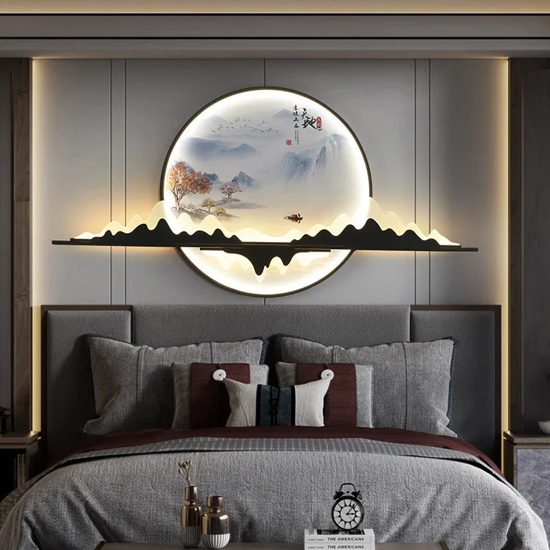 Afralia™ Modern LED Chinese Picture Wall Lamp for Creative Indoor Decor
