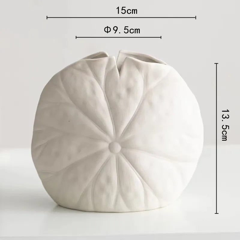 Afralia™ Lotus Leaf Ceramic Vase for Floral Arrangement and Room Decoration