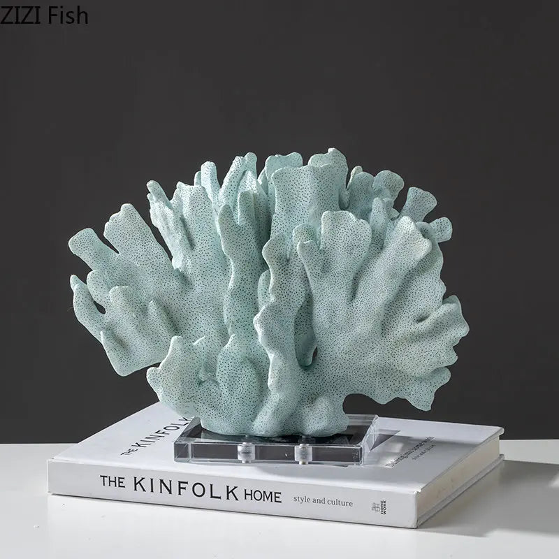 Afralia™ Coral Resin Statue Desk Decoration Modern Home Decor Ornaments
