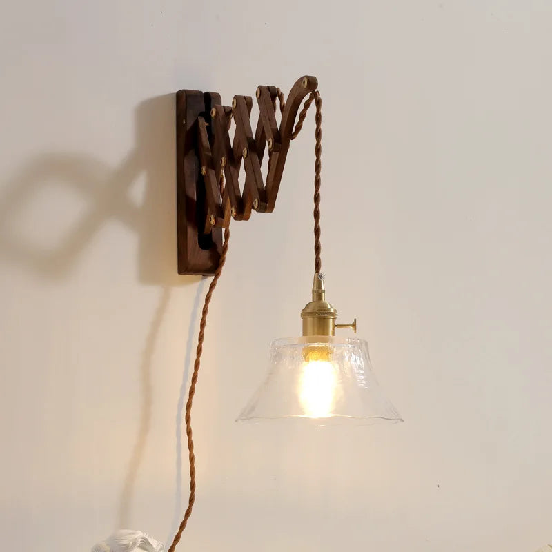 Afralia™ Walnut Copper LED Wall Lights - Modern Bedroom Balcony Living Room Decor