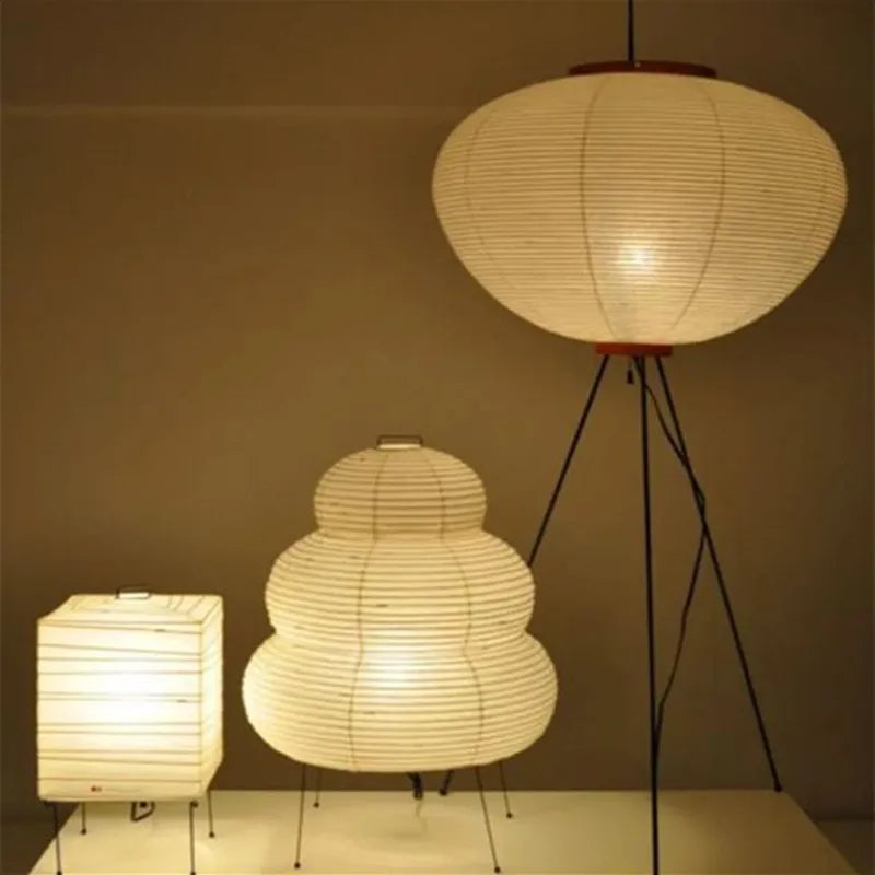 Afralia™ Japanese Rice Paper Floor Lamp Modern Wabi Sabi Lantern Light