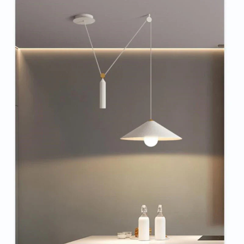 Afralia™ Linear Art Deco Style Pulley Pendant Lamp for Home Interior