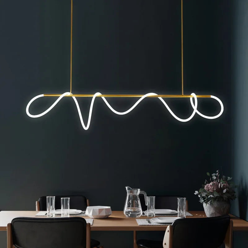 Afralia™ Modern Minimalist Dimmable LED Chandelier for Home Décor - Pendant Lights for Dining Room