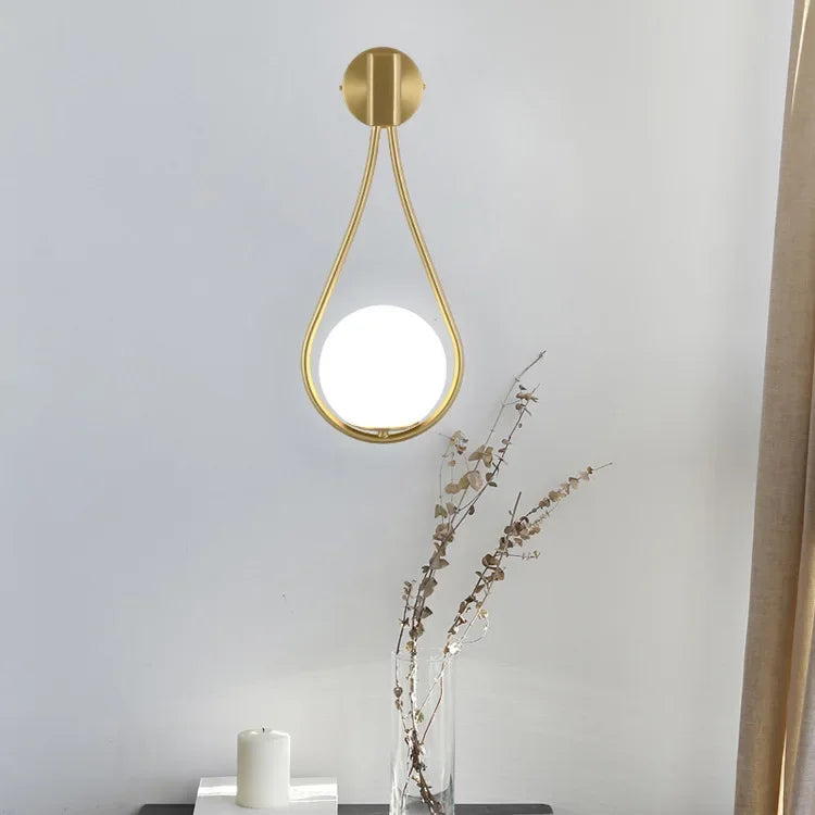 Afralia™ Glass Ball Golden LED Wall Lamp for Living Bedroom, Minimalist Nordic Design