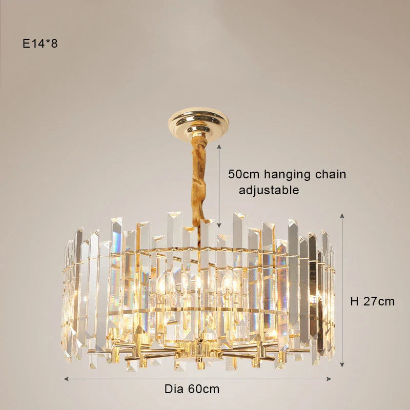 Afralia™ Crystal Round Chandelier Gold LED Modern Lustres for Living Room