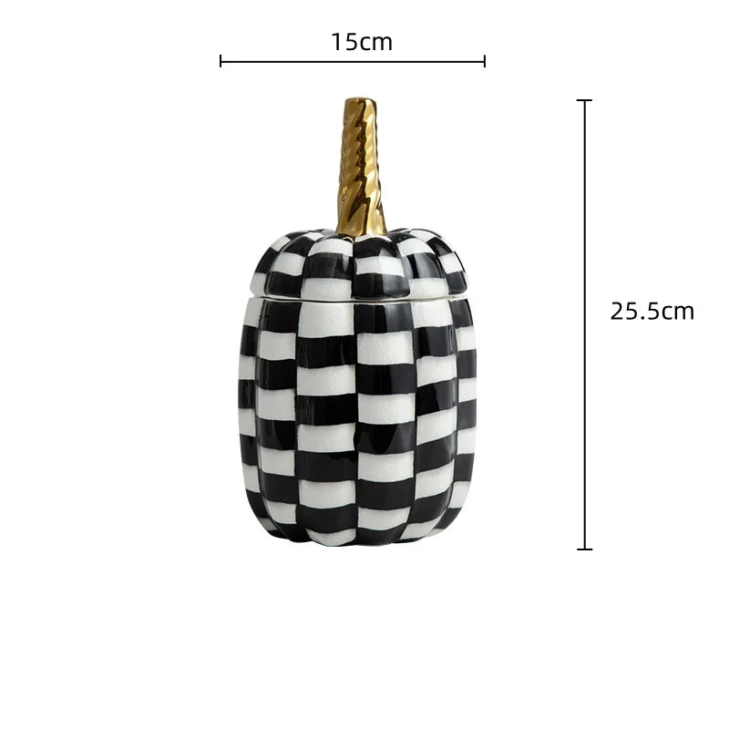 Afralia™ Geometric Pumpkin Ceramic Jar - Decorative Storage Container for Home Decor
