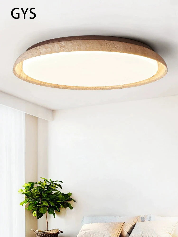 Afralia™ Stone Retro Round LED Ceiling Light Fixture for Bedroom Living Room Office