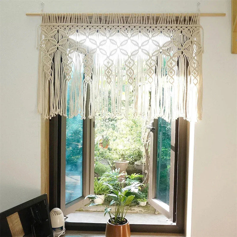 Afralia™ Macrema Cotton Rope Tassel Curtain Tapestry for Bohemian Room Decor