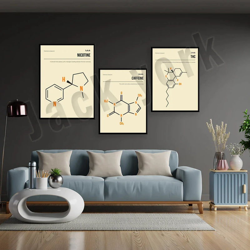 Afralia™ Psychedelic Molecule Canvas Art Home Decor