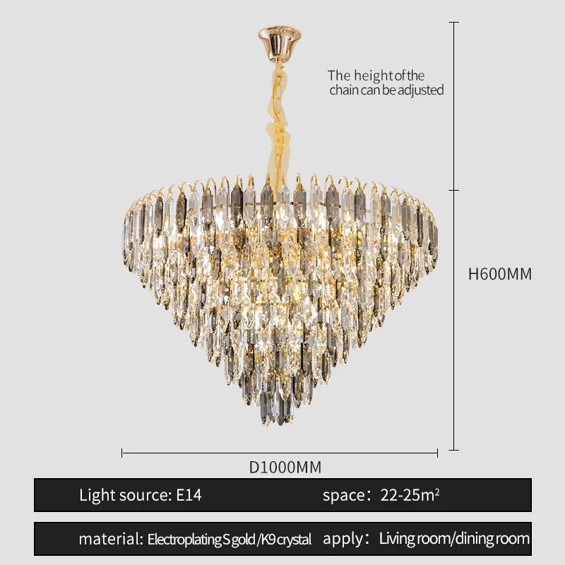 Afralia™ Crystal Chandelier: Modern Luxury Round Main Lamp for Living Room & Staircase