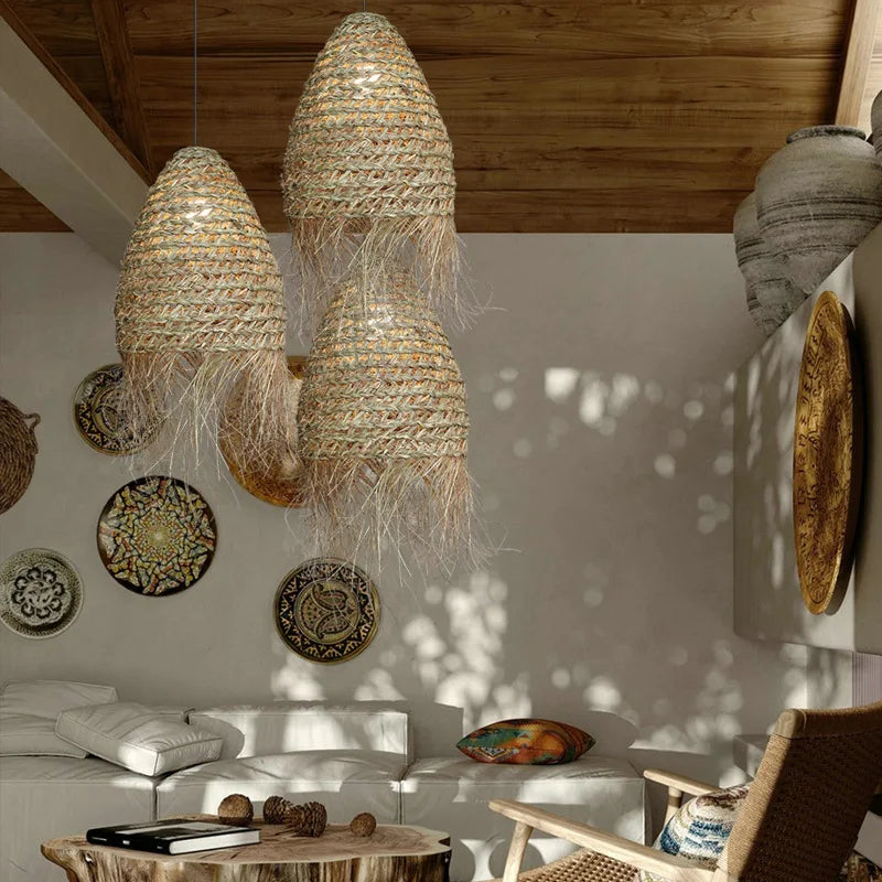 Afralia™ Rattan Pendant Lamps: Handmade Wabi Sabi Style for Thai Creative Hotel Living