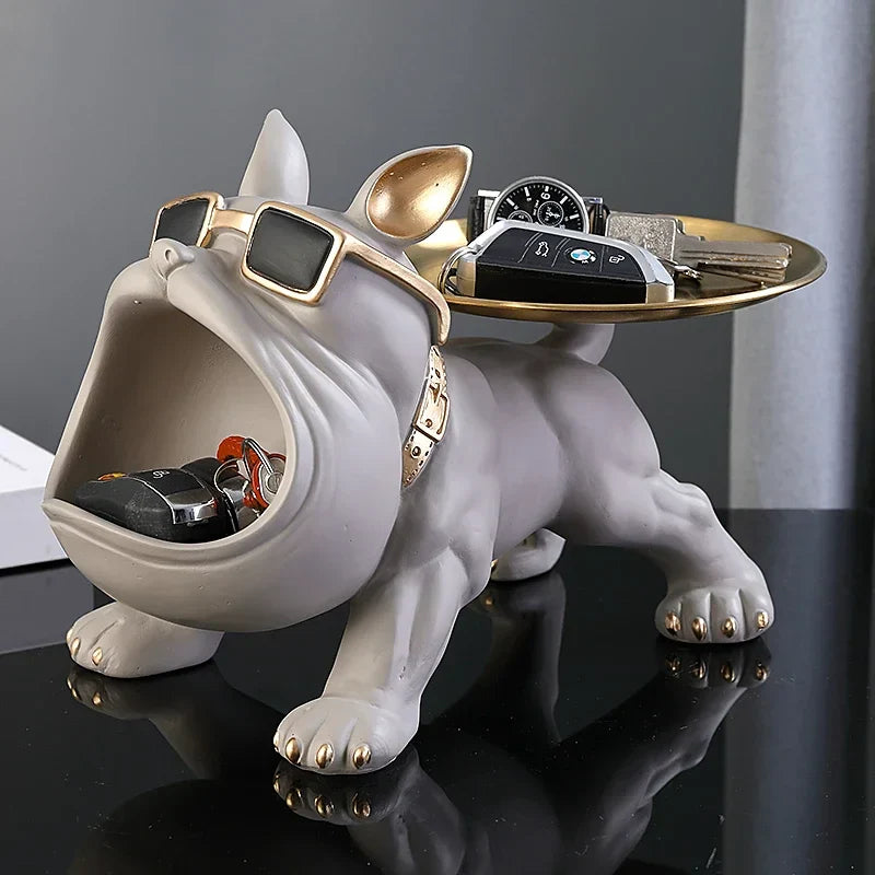 Afralia™ Bulldog Figurine Storage Box Resin Craft Home Decor Sculpture Ornament
