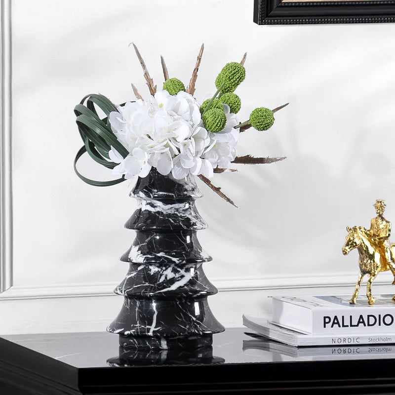 Afralia™ Christmas Tree Marble Vase: Living Room Entryway Mantel Table Centerpiece