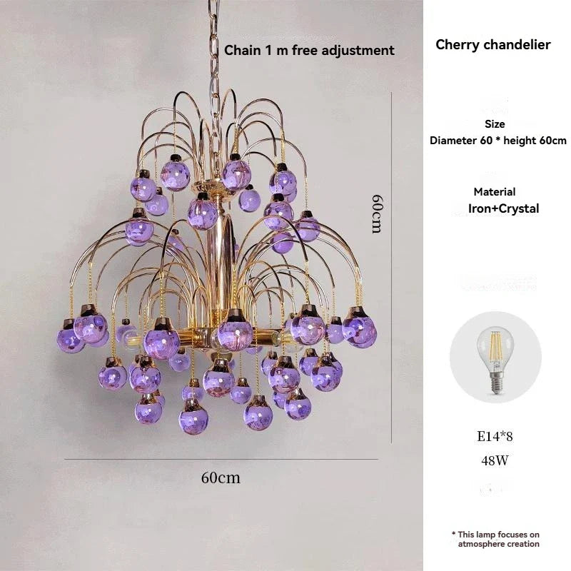 Afralia™ Teardrop Murano Glass Chandelier in Red Purple - Cherry Atmosphere Decor
